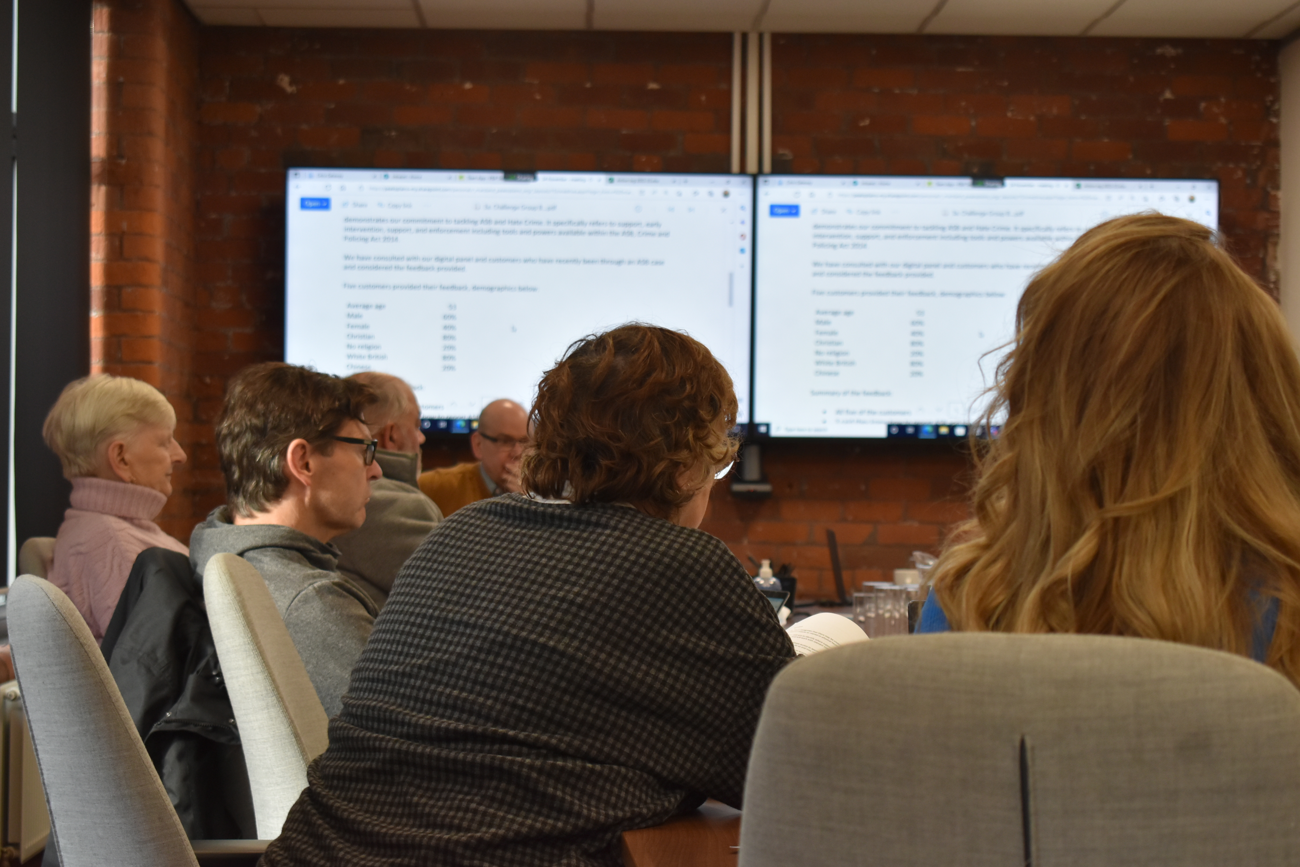 Challenge Group sit at the board table in the Peaks & Plains office.