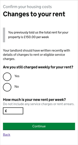 Screenshot of the UC Changes to your Service Charges page